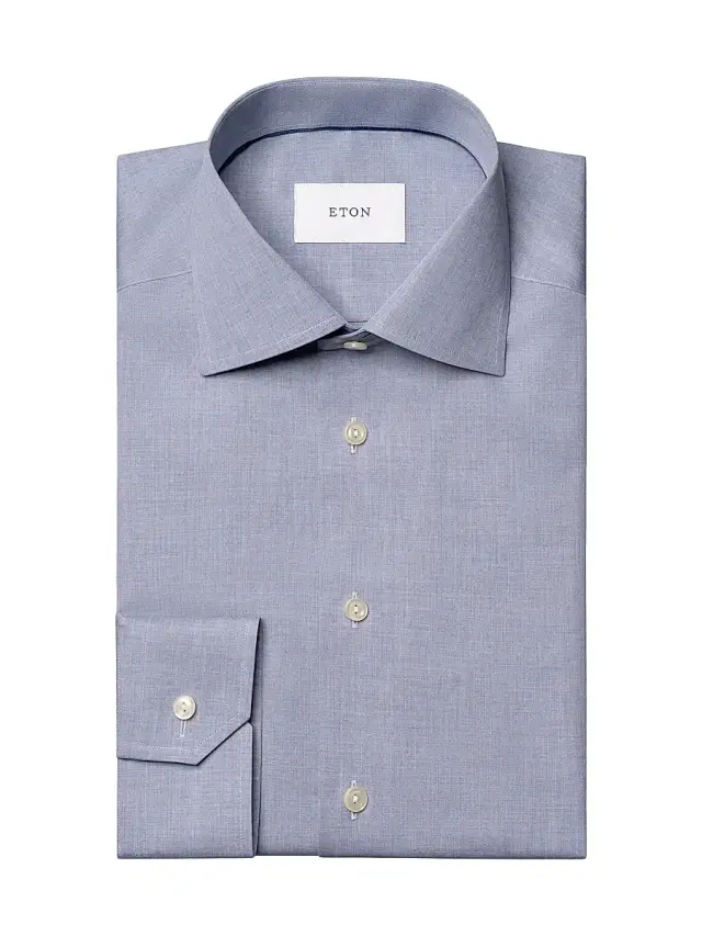 Men's Slim-Fit Melange Solid Button-Front Shirt - Blue