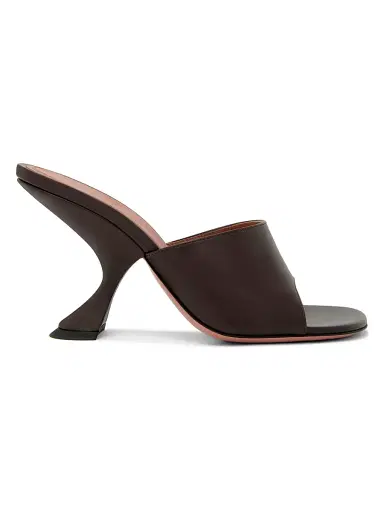 Amina Muaddi Women's Cruise Taylor 90MM Leather Sandals - Nappa Coffee | Thumbnail 1
