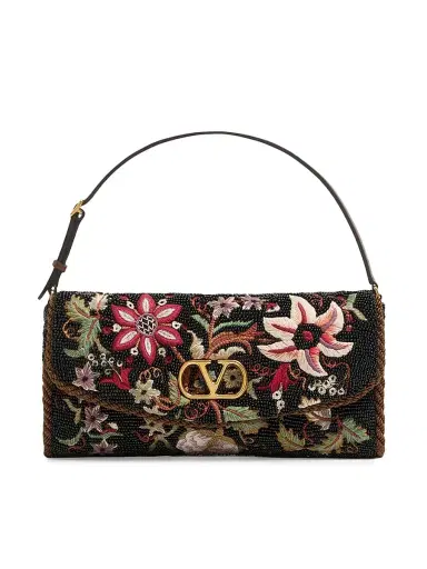 Valentino Garavani Women's Vain Soft Embroidered Small Shoulder Bag | Thumbnail 1 Valentino Garavani Women's Vain Soft Embroidered Small Shoulder Bag | Thumbnail 1