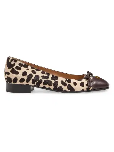 Valentino Garavani Women's Valet Du Roi 25MM Ballerinas in Pony-Effect Calfskin - Natural Brown - Size 10.5 | Thumbnail 1