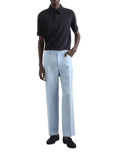 Dolce & Gabbana Men's Silk Polo Shirt - Blu Scurissimo | Thumbnail 2 Dolce & Gabbana Men's Silk Polo Shirt - Blu Scurissimo | Thumbnail 2