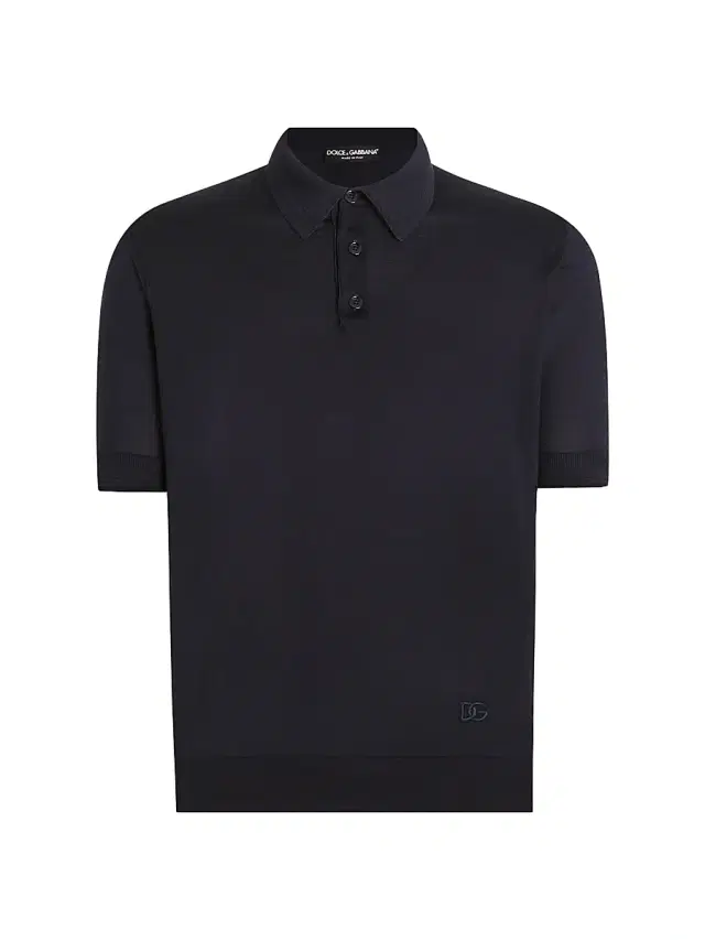 Dolce & Gabbana Men's Silk Polo Shirt - Blu Scurissimo