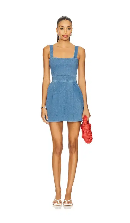 Susana Monaco Stretch Denim Apron Romper