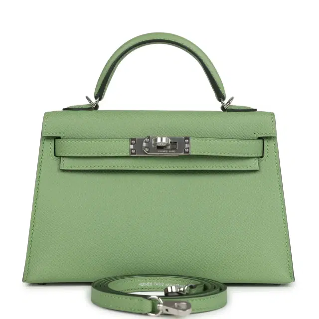hermes Hermes Kelly Sellier 20 Vert Criquet Epsom Palladium Hardware