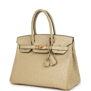 HERMÈS Pre-owned Hermes Birkin 30 Parchemin Ostrich Gold Hardware | Thumbnail 5 HERMÈS Pre-owned Hermes Birkin 30 Parchemin Ostrich Gold Hardware | Thumbnail 5