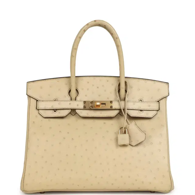 hermes Pre-owned Hermes Birkin 30 Parchemin Ostrich Gold Hardware