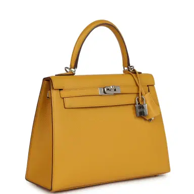 HERMÈS Pre-owned Hermes Kelly Sellier 25 Jaune Ambre Epsom Palladium Hardware | Thumbnail 2 HERMÈS Pre-owned Hermes Kelly Sellier 25 Jaune Ambre Epsom Palladium Hardware | Thumbnail 2
