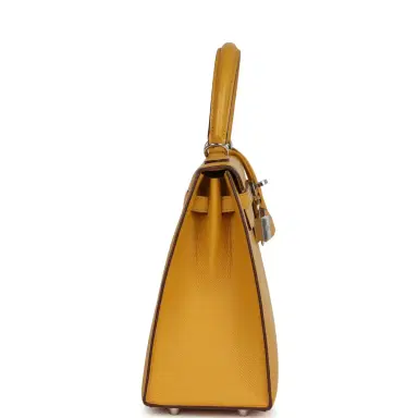 HERMÈS Pre-owned Hermes Kelly Sellier 25 Jaune Ambre Epsom Palladium Hardware | Thumbnail 3 HERMÈS Pre-owned Hermes Kelly Sellier 25 Jaune Ambre Epsom Palladium Hardware | Thumbnail 3
