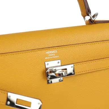 HERMÈS Pre-owned Hermes Kelly Sellier 25 Jaune Ambre Epsom Palladium Hardware | Thumbnail 7 HERMÈS Pre-owned Hermes Kelly Sellier 25 Jaune Ambre Epsom Palladium Hardware | Thumbnail 7