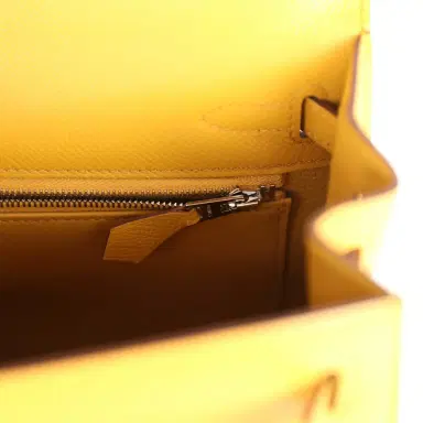 HERMÈS Pre-owned Hermes Kelly Sellier 25 Jaune Ambre Epsom Palladium Hardware | Thumbnail 9 HERMÈS Pre-owned Hermes Kelly Sellier 25 Jaune Ambre Epsom Palladium Hardware | Thumbnail 9