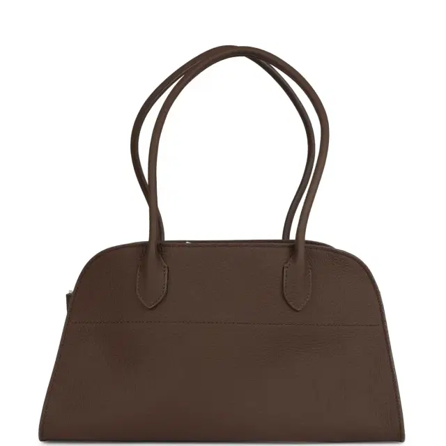 The Row Shoulder Margaux 12 Dark Olive Calfskin Silver Hardware