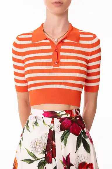 Dolce & Gabbana Cropped Stripe Polo | Thumbnail 3 Dolce & Gabbana Cropped Stripe Polo | Thumbnail 3