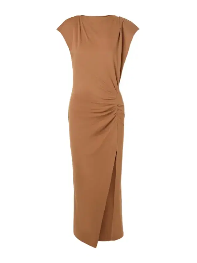Nadela Asymmetric Gathered Cotton-jersey Maxi Dress