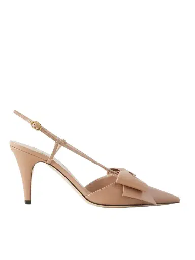 Valentino Garavani 85 Bowow Bow-detailed Leather Slingback Pumps | Thumbnail 1 Valentino Garavani 85 Bowow Bow-detailed Leather Slingback Pumps | Thumbnail 1