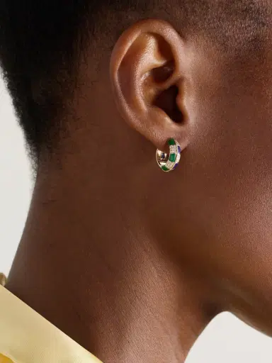 Yvonne Léon Mini Créoles 9-karat Gold Multi-stone Hoop Earrings | Thumbnail 2 Yvonne Léon Mini Créoles 9-karat Gold Multi-stone Hoop Earrings | Thumbnail 2