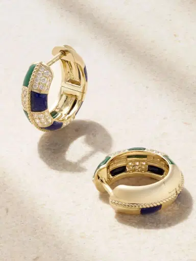 Yvonne Léon Mini Créoles 9-karat Gold Multi-stone Hoop Earrings | Thumbnail 3 Yvonne Léon Mini Créoles 9-karat Gold Multi-stone Hoop Earrings | Thumbnail 3