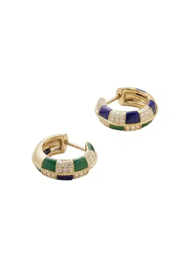 Yvonne Léon Mini Créoles 9-karat Gold Multi-stone Hoop Earrings | Thumbnail 1 Yvonne Léon Mini Créoles 9-karat Gold Multi-stone Hoop Earrings | Thumbnail 1