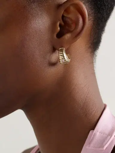 Yvonne Léon 9-karat Gold Topaz Hoop Earrings | Thumbnail 2 Yvonne Léon 9-karat Gold Topaz Hoop Earrings | Thumbnail 2