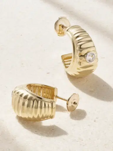 Yvonne Léon 9-karat Gold Topaz Hoop Earrings | Thumbnail 3 Yvonne Léon 9-karat Gold Topaz Hoop Earrings | Thumbnail 3