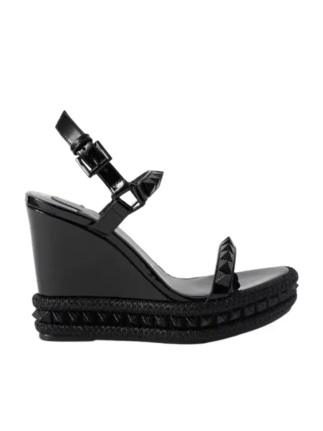 Christian Louboutin Pyraclou 110 Studded Leather Wedge Sandals