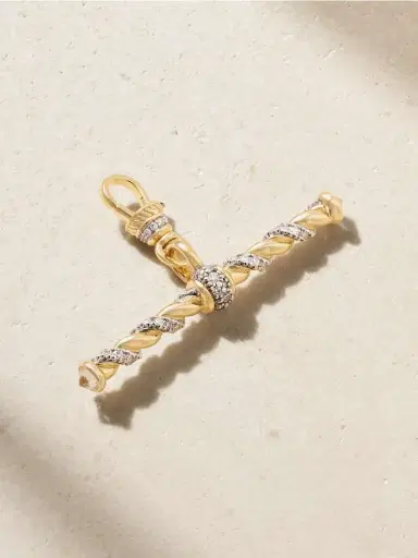 Lucy Delius Twisted Rope Rhodium-plated, 14-karat Recycled-gold Diamond Pendant | Thumbnail 3
