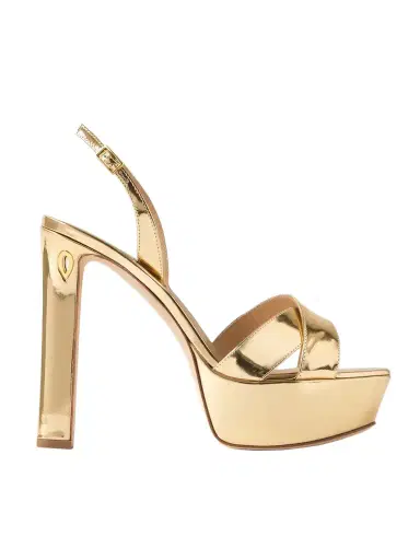 Jennifer Chamandi Leonardo 130 Metallic Leather Platform Slingback Sandals | Thumbnail 1 Jennifer Chamandi Leonardo 130 Metallic Leather Platform Slingback Sandals | Thumbnail 1