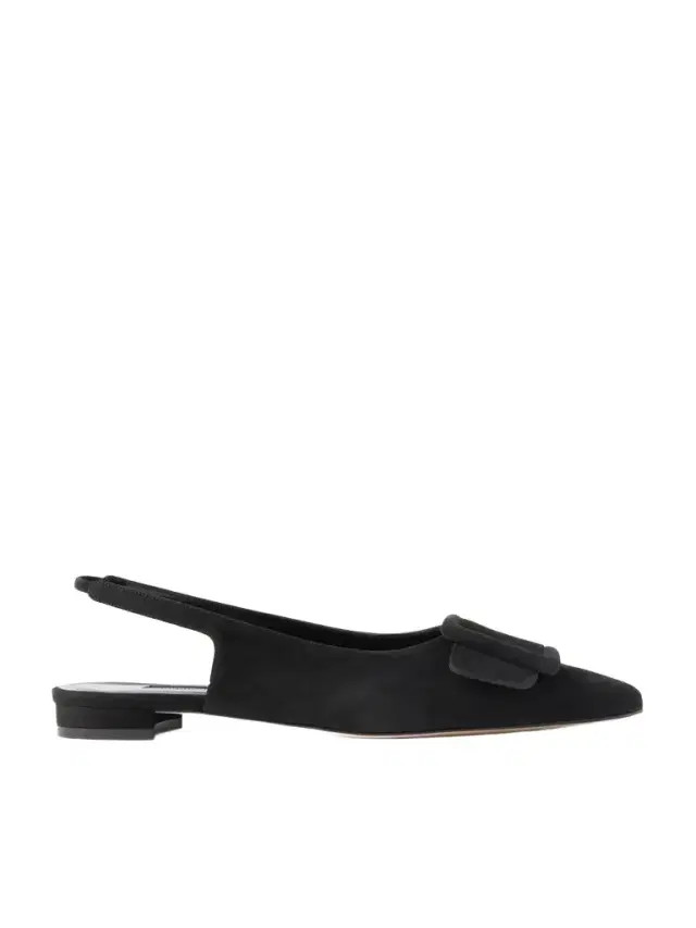 Manolo Blahnik Maylura Buckled Suede Slingback Flats