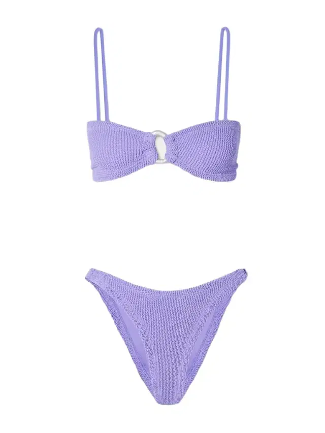 Misty Faux Pearl-embellished Seersucker Bikini