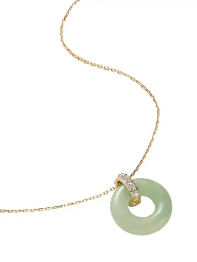 Mateo Donut 14-karat Gold, Jade And Diamond Necklace | Thumbnail 1