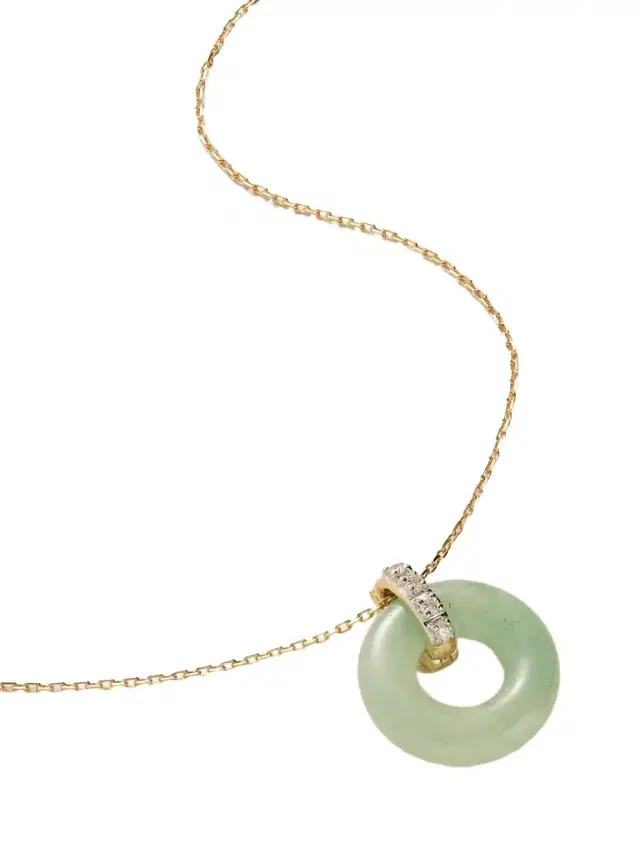 Donut 14-karat Gold, Jade And Diamond Necklace