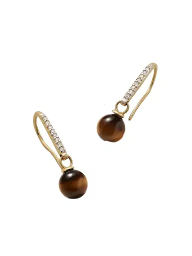 Mateo 14-karat Gold, Tiger's Eye And Diamond Earrings | Thumbnail 1