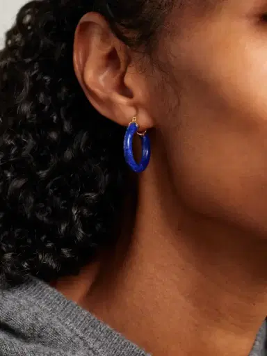 Mateo 14-karat Gold Lapis Lazuli Hoop Earrings | Thumbnail 2