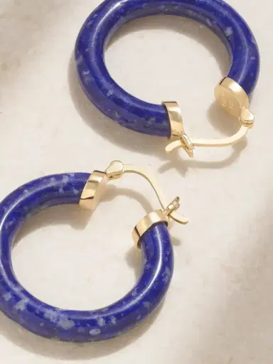 Mateo 14-karat Gold Lapis Lazuli Hoop Earrings | Thumbnail 3