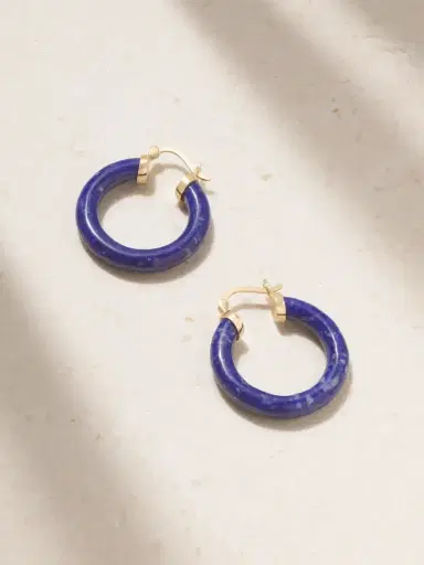 Mateo 14-karat Gold Lapis Lazuli Hoop Earrings | Thumbnail 1