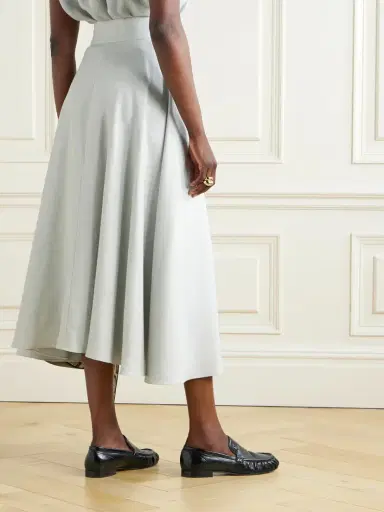 Loro Piana Petra Pleated Linen-twill Midi Skirt | Thumbnail 3
