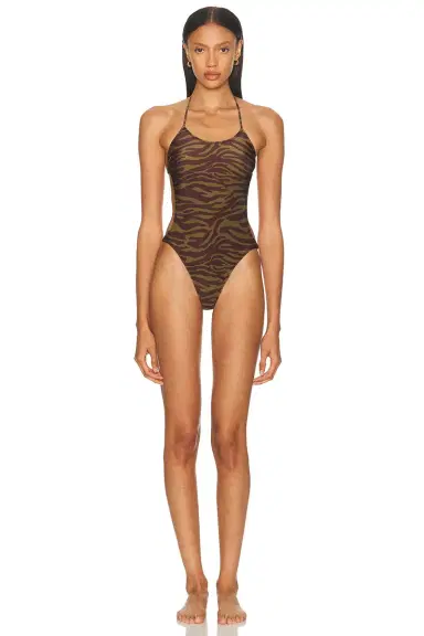 The Attico Zebra Printed One Piece Swimsuit | Thumbnail 2