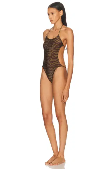The Attico Zebra Printed One Piece Swimsuit | Thumbnail 4