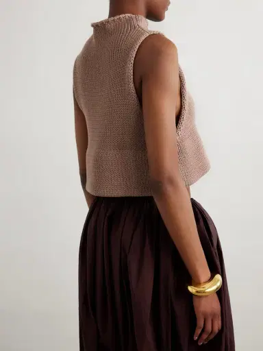 Alaïa Cropped Cotton-blend Turtleneck Tank | Thumbnail 3 Alaïa Cropped Cotton-blend Turtleneck Tank | Thumbnail 3
