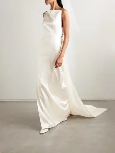 Danielle Frankel Emerson Silk And Wool-blend Satin Gown | Thumbnail 2 Danielle Frankel Emerson Silk And Wool-blend Satin Gown | Thumbnail 2