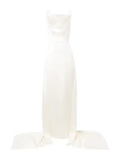 Danielle Frankel Emerson Silk And Wool-blend Satin Gown | Thumbnail 1 Danielle Frankel Emerson Silk And Wool-blend Satin Gown | Thumbnail 1