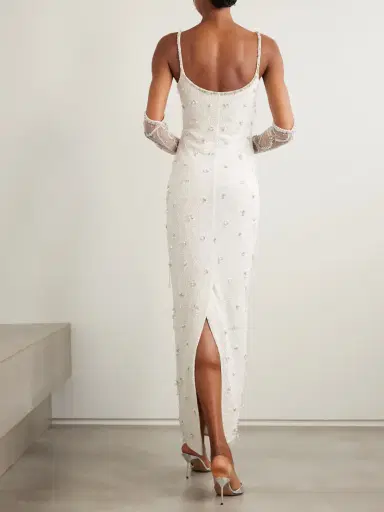Clio Peppiatt Droplet Embellished Beaded Stretch-tulle Gown | Thumbnail 3