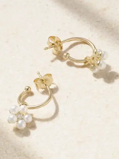 Mizuki 14-karat Gold, Pearl And Diamond Earrings | Thumbnail 3