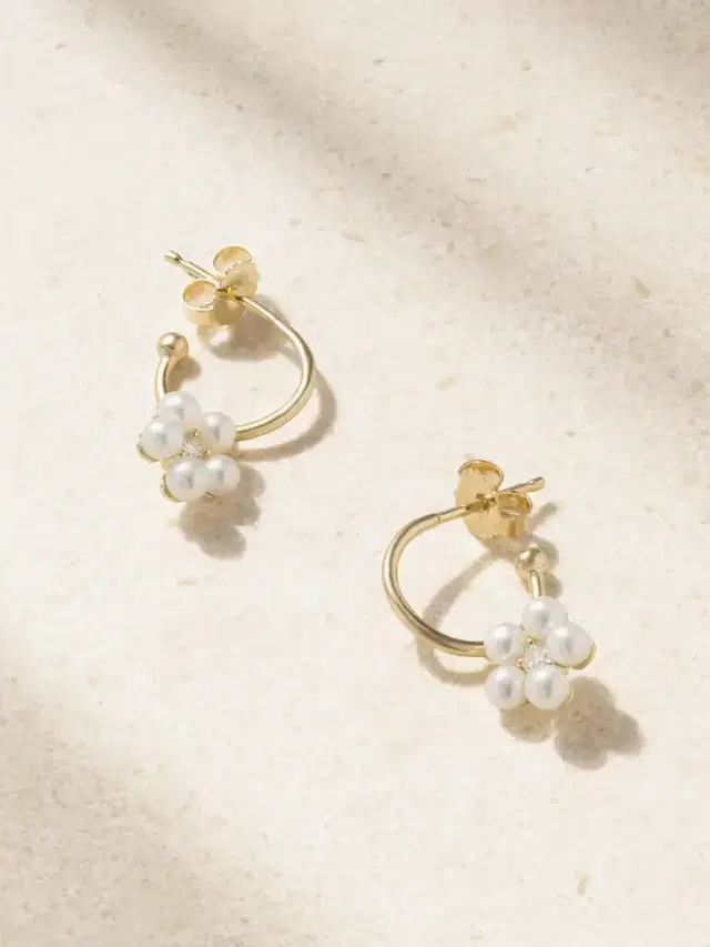 14-karat Gold, Pearl And Diamond Earrings