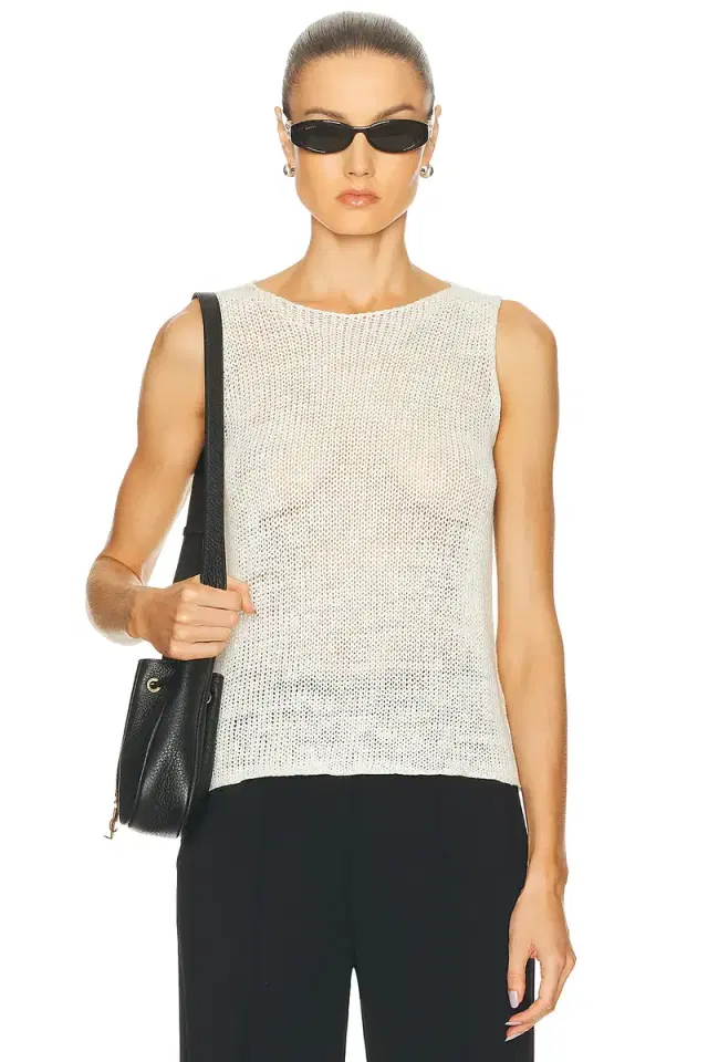 Enza Costa Linen Open Knit Tank Top