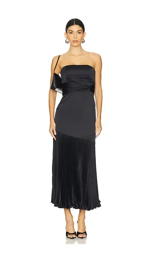 AMUR Milly Pleated Midi Dress