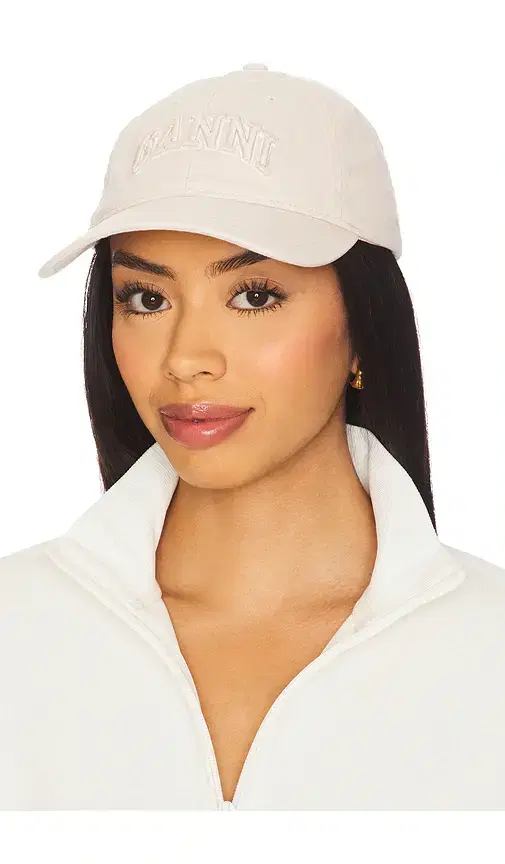 Ganni Washed Cotton Canvas Embroidered Cap