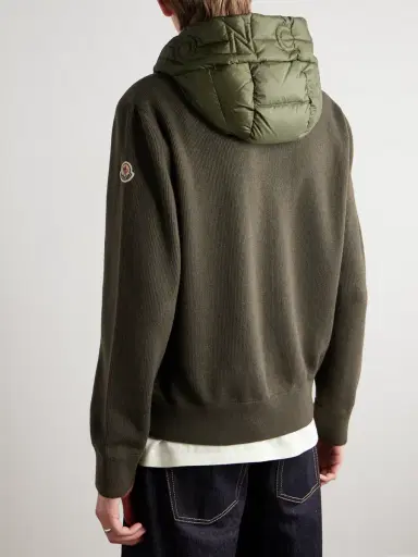 Moncler Logo-Appliquéd Wool-Trimmed Quilted Shell Hooded Down Zip-Up Cardigan - Men | Thumbnail 3 Moncler Logo-Appliquéd Wool-Trimmed Quilted Shell Hooded Down Zip-Up Cardigan - Men | Thumbnail 3