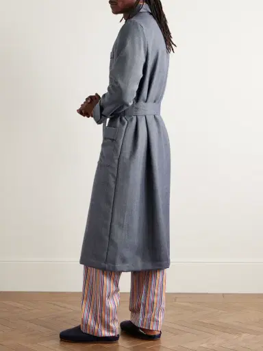 Derek Rose Lincoln 11 Belted Herringbone Wool Robe - Men | Thumbnail 3 Derek Rose Lincoln 11 Belted Herringbone Wool Robe - Men | Thumbnail 3