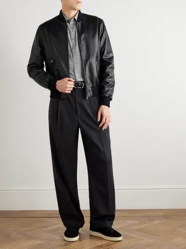 Canali Reversible Leather and Shell Bomber Jacket - Men | Thumbnail 2 Canali Reversible Leather and Shell Bomber Jacket - Men | Thumbnail 2