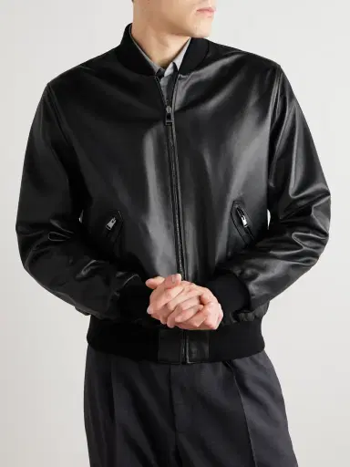 Canali Reversible Leather and Shell Bomber Jacket - Men | Thumbnail 3 Canali Reversible Leather and Shell Bomber Jacket - Men | Thumbnail 3